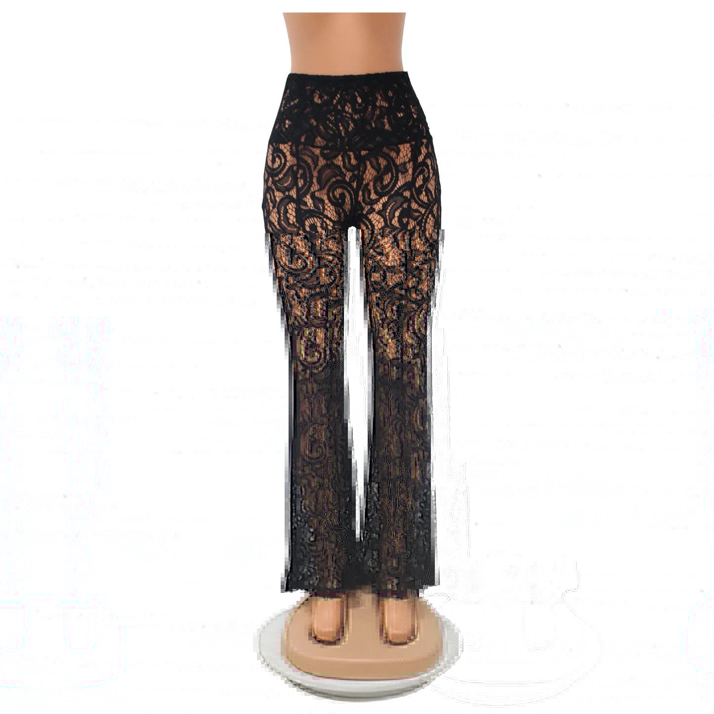 Black Lace Flare Pants