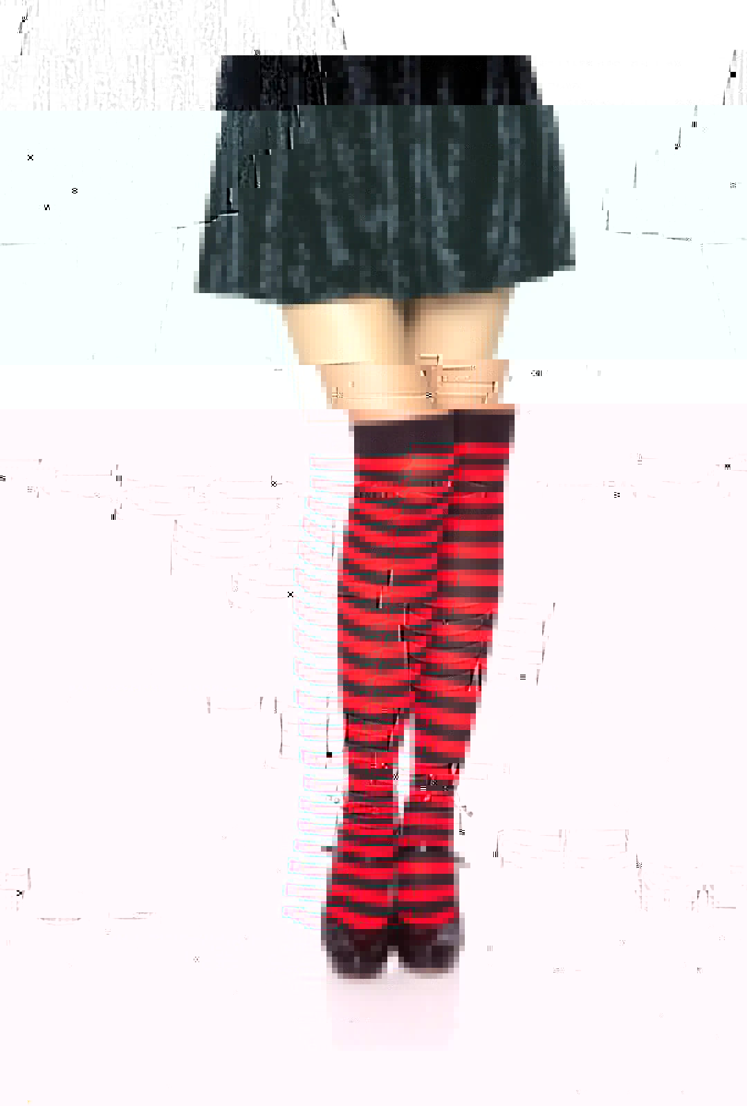 Red and Black Striped Thigh Highs