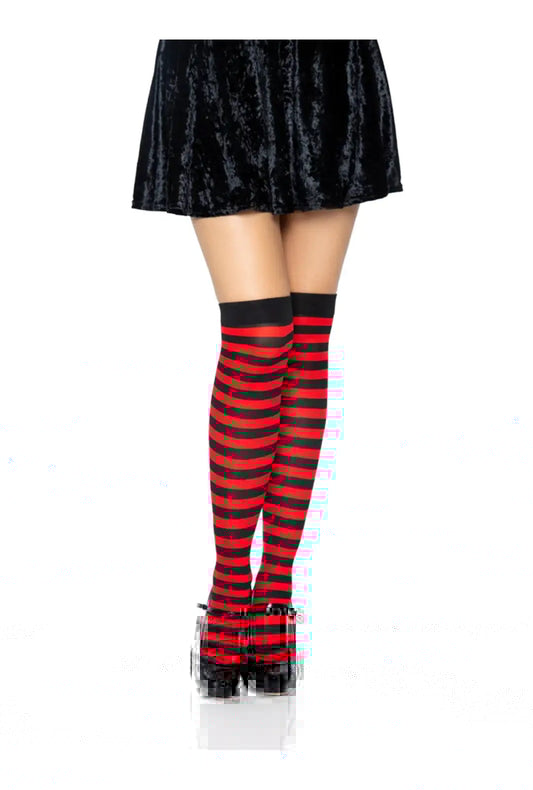 Red and Black Striped Thigh Highs