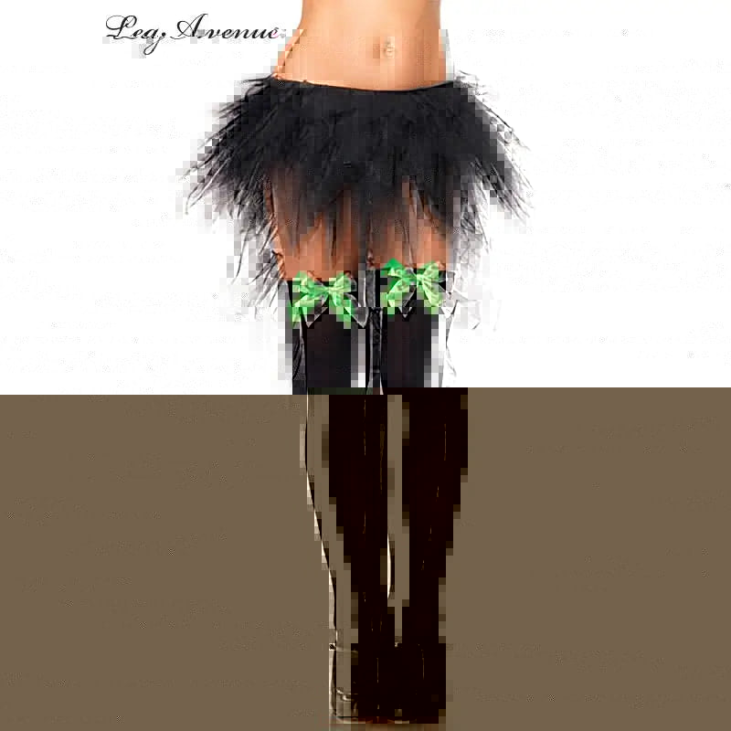 Black Thigh Highs with Green bows